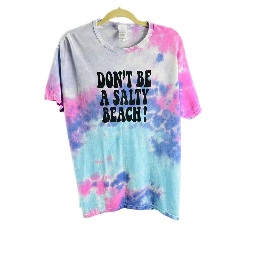 Unisex Don't Be A Salty Beach tie dye t-shirt short sleeve pink blue purple SZ L